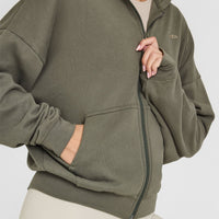 Mid Weight Zip Through Hoodie | Alpine Green