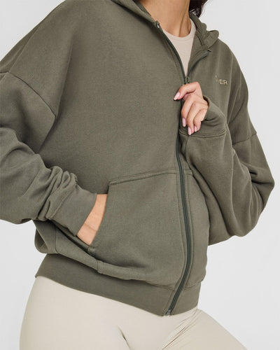 Mid Weight Zip Through Hoodie | Alpine Green