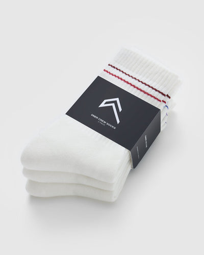 Oner Crew Socks 3 Pack | Off White/Multi