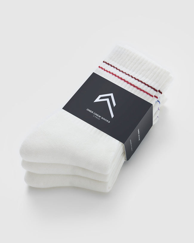 Oner Crew Socks 3 Pack | Off White/Multi