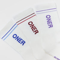 Oner Crew Socks 3 Pack | Off White/Multi