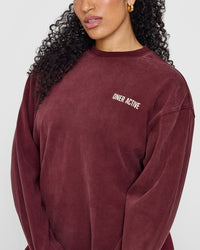 Oversized Graphic Washed Long Sleeve Top | Rosewood