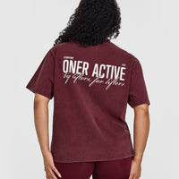 Oversized Graphic Washed T-Shirt | Rosewood