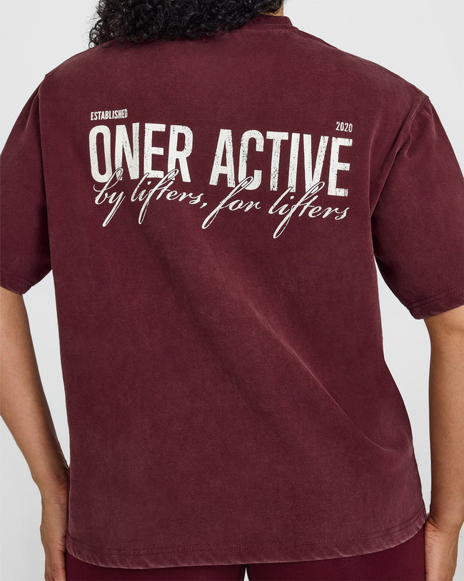 Oversized Graphic Washed T-Shirt | Rosewood