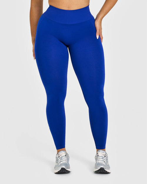 Oner Modal Effortless Seamless Leggings with White Logo | Strong Blue