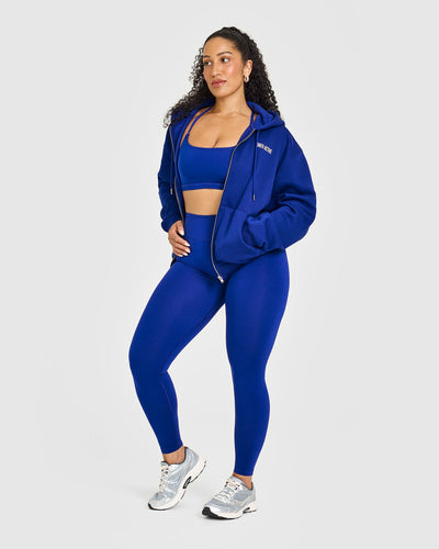 Foundations Zip Through Hoodie With Printed Graphic | Strong Blue