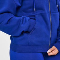 Foundations Zip Through Hoodie With Printed Graphic | Strong Blue