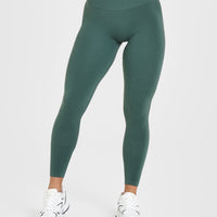 Effortless Seamless Leggings with White Logo | Iced Green