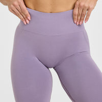 Effortless Seamless Leggings with White Logo | Soft Purple