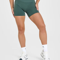 Effortless Seamless Shorts with White Logo | Iced Green