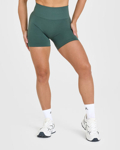 Effortless Seamless Shorts with White Logo | Iced Green