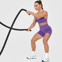 Effortless Seamless Shorts with White Logo | Iris Purple