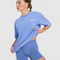 Oversized Graphic Washed T-Shirt | Glaucous Blue