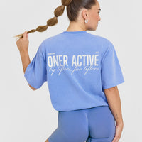 Oversized Graphic Washed T-Shirt | Glaucous Blue