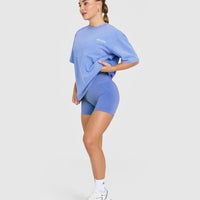 Oversized Graphic Washed T-Shirt | Glaucous Blue
