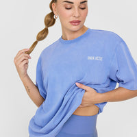 Oversized Graphic Washed T-Shirt | Glaucous Blue