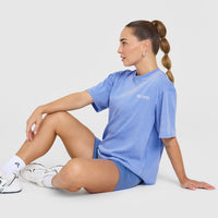 Oversized Graphic Washed T-Shirt | Glaucous Blue