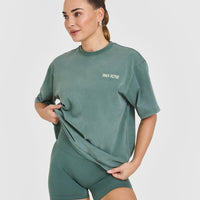 Oversized Graphic Washed T-Shirt | Iced Green