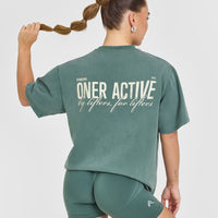 Oversized Graphic Washed T-Shirt | Iced Green