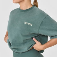 Oversized Graphic Washed T-Shirt | Iced Green