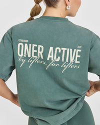 Oversized Graphic Washed T-Shirt | Iced Green