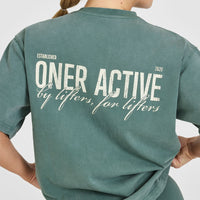 Oversized Graphic Washed T-Shirt | Iced Green
