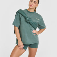 Oversized Graphic Washed T-Shirt | Iced Green