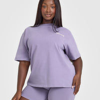 Oversized Graphic Washed T-Shirt | Soft Purple