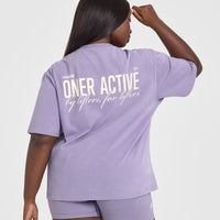 Oversized Graphic Washed T-Shirt | Soft Purple