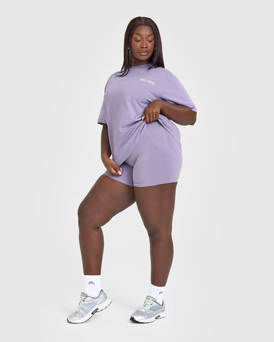 Oversized Graphic Washed T-Shirt | Soft Purple