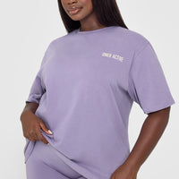 Oversized Graphic Washed T-Shirt | Soft Purple