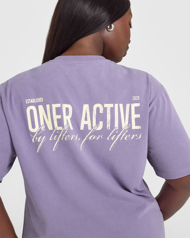 Oversized Graphic Washed T-Shirt | Soft Purple