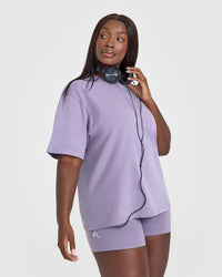 Oversized Graphic Washed T-Shirt | Soft Purple