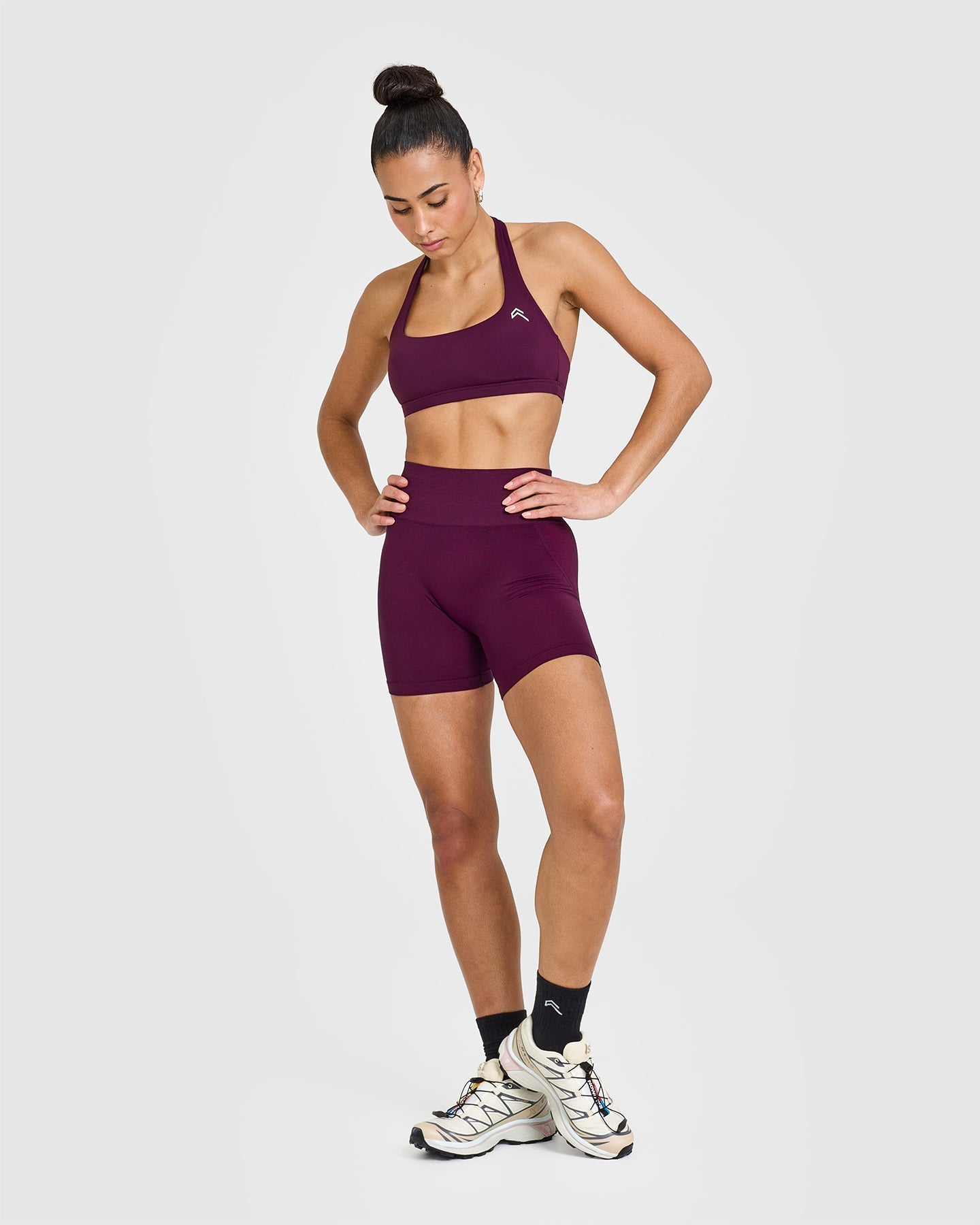 EasyLift™ Halter Bralette with White Logo | Ripe Fig