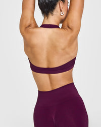 EasyLift™ Halter Bralette with White Logo | Ripe Fig