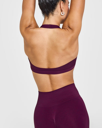 EasyLift™ Halter Bralette with White Logo | Ripe Fig