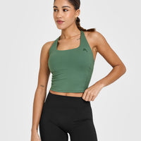 Timeless Square Neck Mid Vest | Earth Green