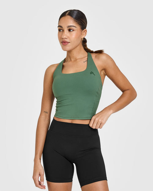 Oner Modal Timeless Square Neck Mid Vest | Earth Green