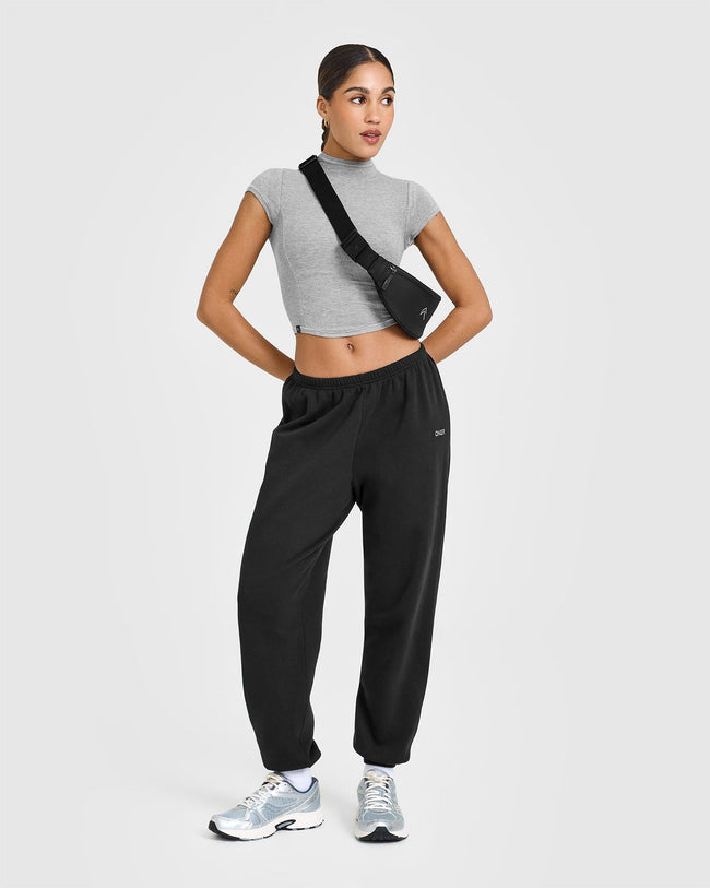 Mellowâ„¢ Rib Mid Mock Neck T-Shirt | Charcoal Marl