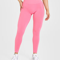 Effortless Seamless Leggings with White Logo | Peony Pink