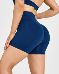 Effortless Seamless Shorts with White Logo | Midnight