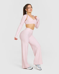 SoftMotion™ Long Sleeve Shrug with White Logo | Ballet Pink