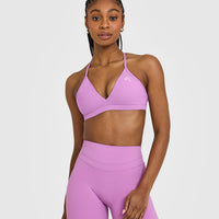 EasyLift™ Ultra Minimal V Neck Bralette with White Logo | Orchid Purple