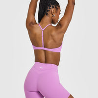 EasyLift™ Ultra Minimal V Neck Bralette with White Logo | Orchid Purple