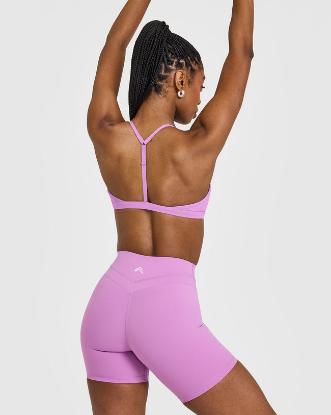 EasyLift™ Ultra Minimal V Neck Bralette with White Logo | Orchid Purple