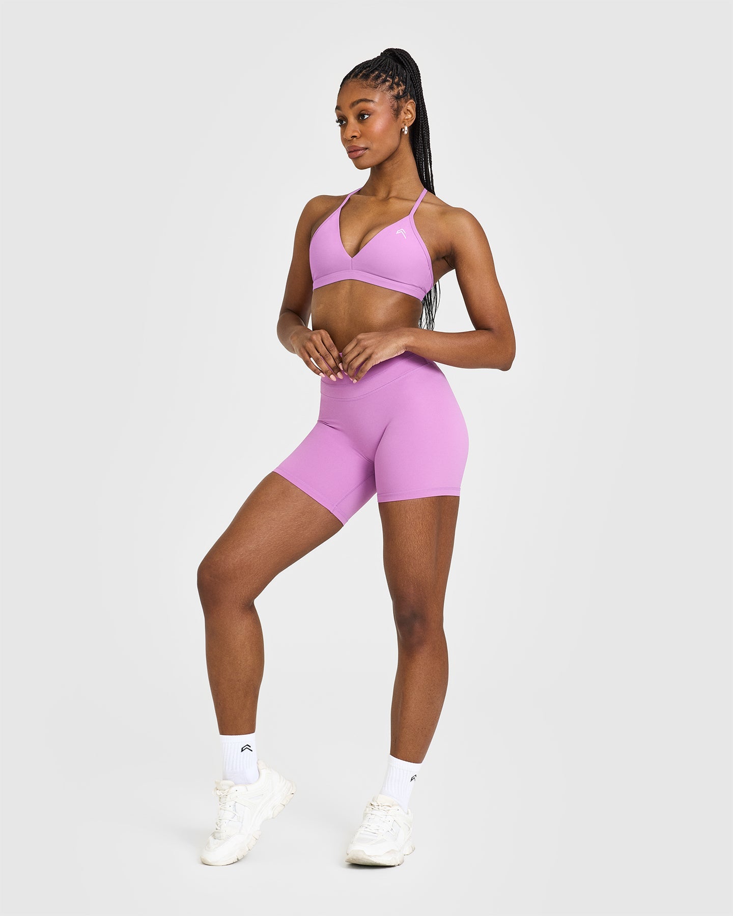 EasyLift™ Ultra Minimal V Neck Bralette with White Logo | Orchid Purple