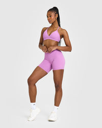 EasyLift™ Ultra Minimal V Neck Bralette with White Logo | Orchid Purple