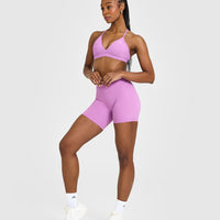 EasyLift™ Ultra Minimal V Neck Bralette with White Logo | Orchid Purple