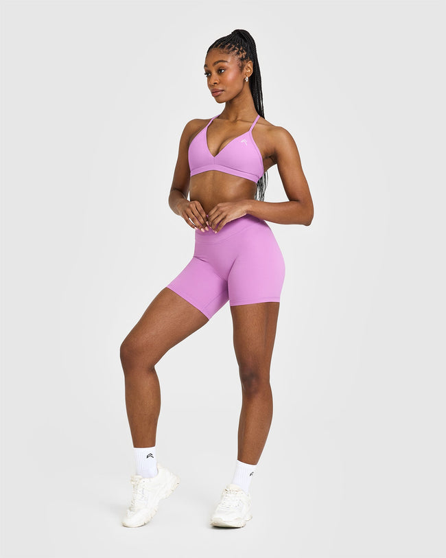 EasyLift™ Ultra Minimal V Neck Bralette with White Logo | Orchid Purple
