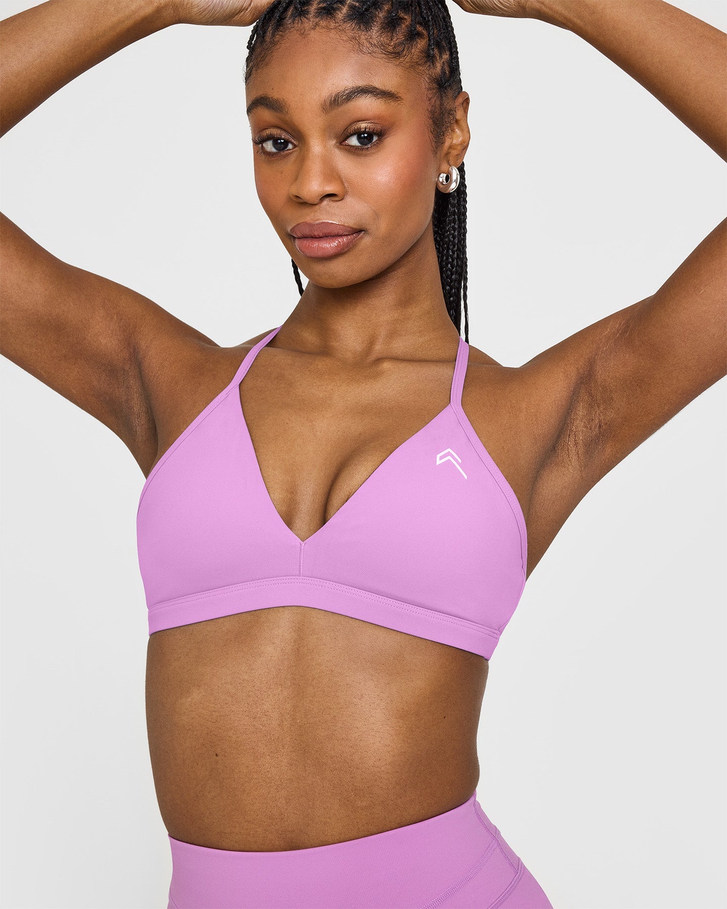 EasyLift™ Ultra Minimal V Neck Bralette with White Logo | Orchid Purple